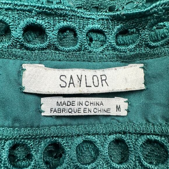 Saylor Dress Womens Medium Green Rosemary Open Back Lace Party Cocktail Holiday - Picture 7 of 12